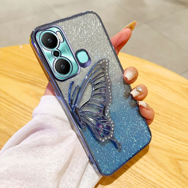 

For Infinix Hot 20 Play Phone Case Infinix Hot 20 Play Case Glitter Butterfly Quicksand Infinix Hot 20 Play Back CoverHot20 Play