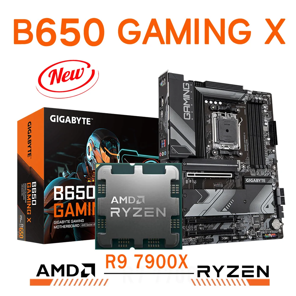 

Socket AM5 Motherboard Canmbo Gigabyte B650 GAMING X DDR5 128GB PCI-E 4.0 Mainboard With AMD Processor RYZEN 9 7900X CPU Kit