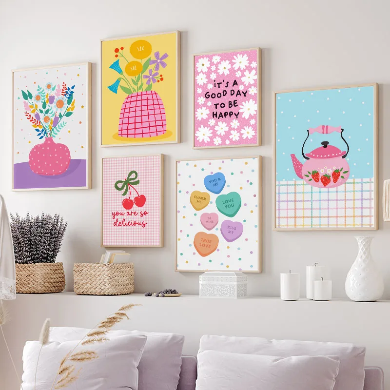 بوهو زهرية الزهور ورقة الليمون الفاكهة التوضيح الحد الأدنى جدار الفن طباعة قماش اللوحة الملصقات لغرفة المعيشة ديكور المنزل #1