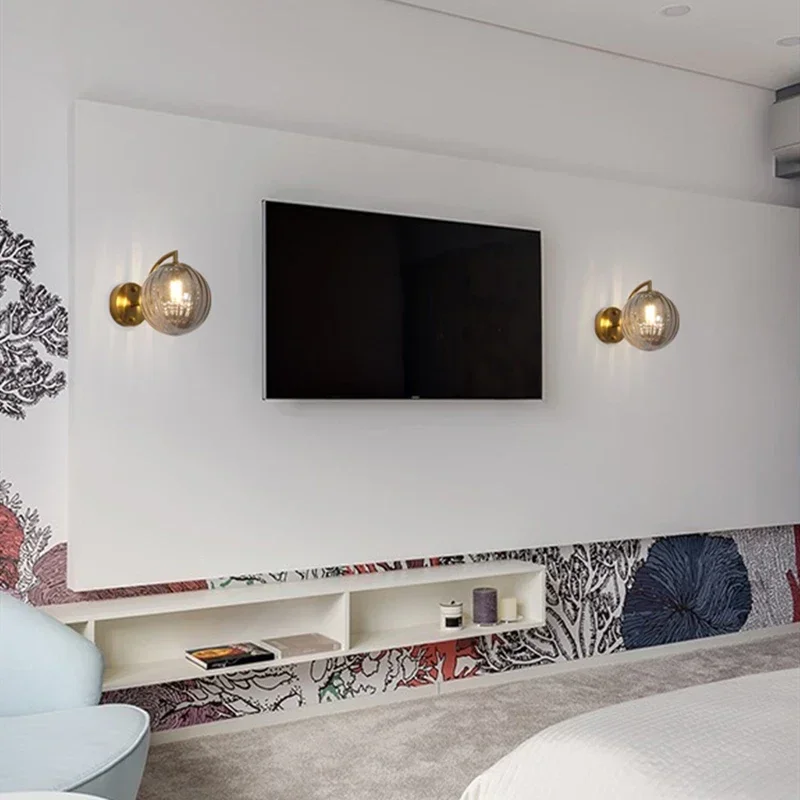 

Modern LED Nordic Glass Ball Wall Lamp for Living Room Bedroom Home Bedside Bathroom Mirror Lighting Fixture