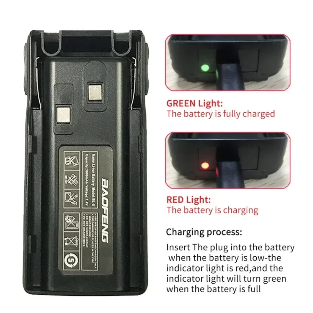 UV-82 Walkie Talkie Batterijen BL-8 3800mAh Li-ion Batterij Voor Baofeng UV82 Plus UV-8D UV-82WX UV-89 Oplaadbare Radio Batterijen