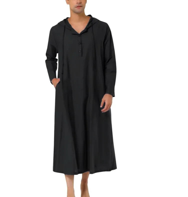 Mens Long Robe Muslim Kimono Dishdasha Modest Abaya Islamic Dubai Saudi Abayas Prayer Hooded Kaftan Ramadan Morocco Jubba Thobe