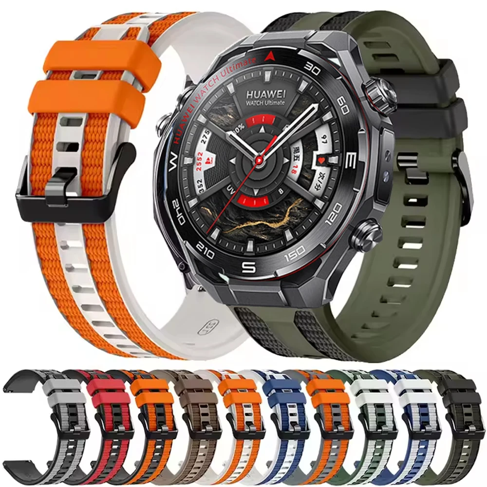 Offizielles Silikonarmband für Huawei Watch Ultimate 2 Band für GT6 GT5 GT4 GT3 Pro GT2 46mm Zweifarbiges Armband 22mm Uhrenarmbänder