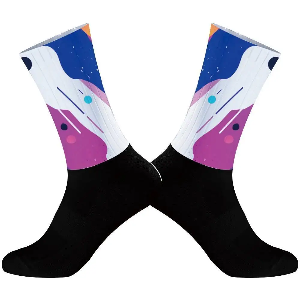 Cycling Socks Men Bicycle Sport Running Bike Socks 2024 New Anti Slip Silicone Summer Aero Socks
