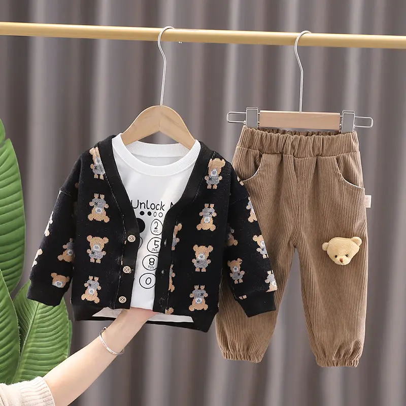 Children Fashion Clothes Suit Spring Autumn Kids Boys Girls Jacket Shirt Pants 3Pcs/Sets Kids Toddler Clothing Infant Sportswear