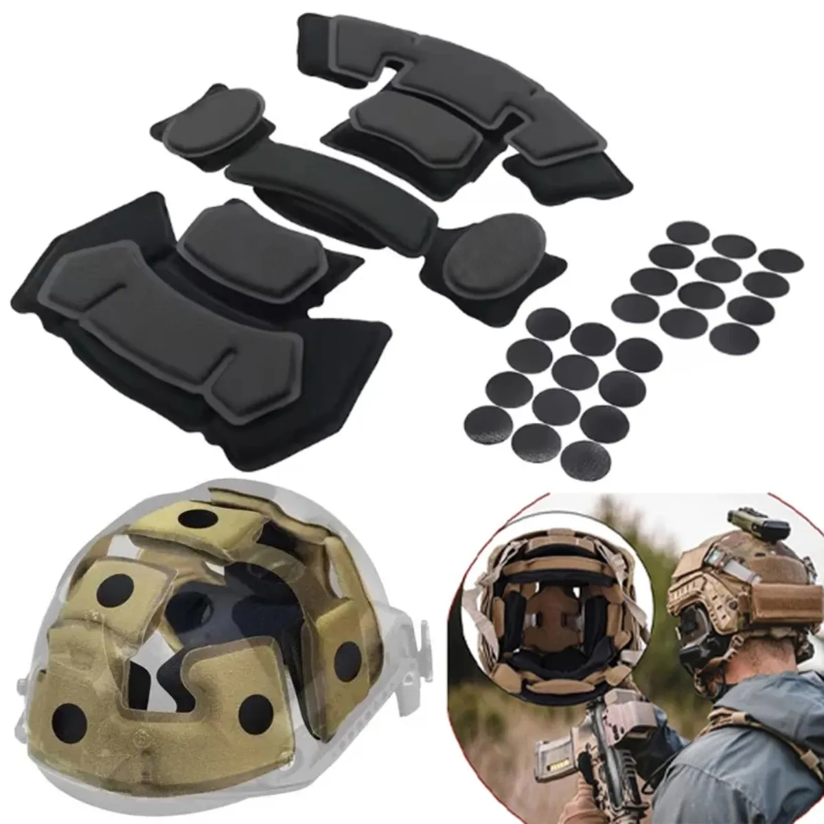 

Тактический шлем Wendy Fast MICH, защитные накладки, губка с эффектом памяти, пенопластовая накладка, система подвешивания шлема, подвесной ремешок, ремешок на подбородке