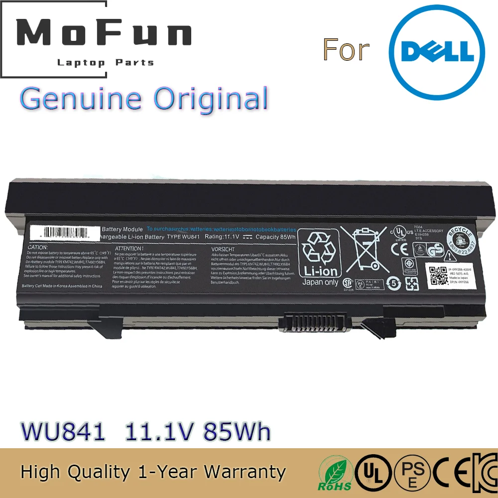 Brand New Original WU841 11.1V 85Wh Laptop Battery for Dell Latitude E5400 E5410 E5500 E5510 KM742 KM769 KM771