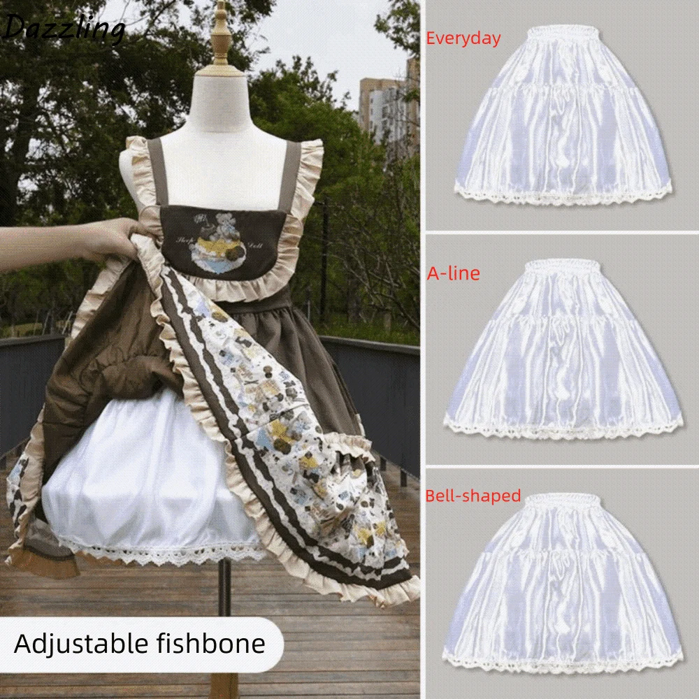 

Adjustable Fish Bone Lolita Petticoat Violence Support Lace Edge Bridal Crinoline Luxury Big Fluffy Hem Victorian Petticoat
