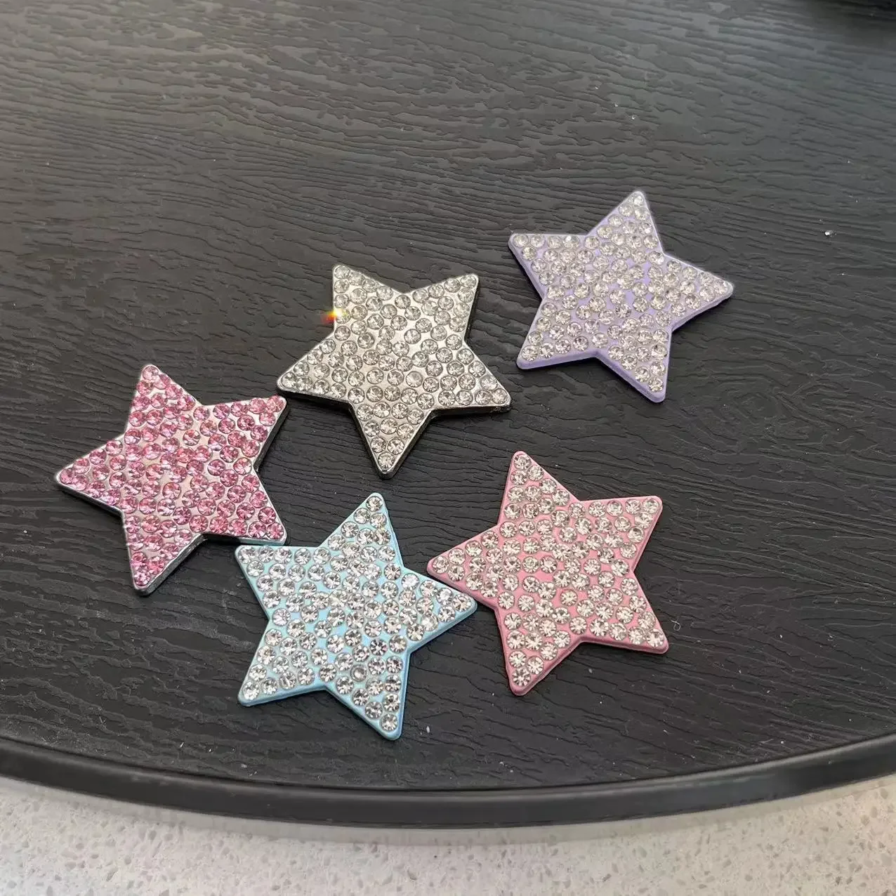 

2pcs Alloy Bling Diamond Star Flatback Charms Jewelry Accessories Full Diamond Pink Star Fashion Metal Phone Case Charms