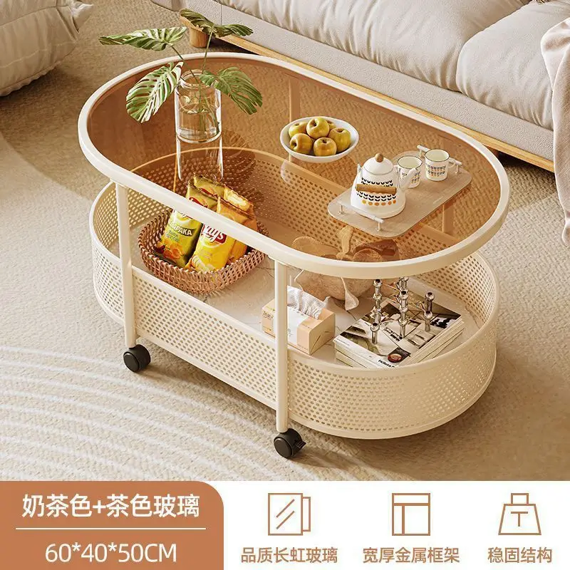 tea table snack trolley, cream wind side table, movable small apartment corner table, sofa side cabinet, simple and modern