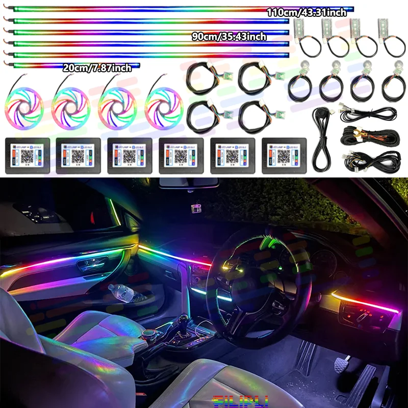 

22-в-1 Премиальная автомобильная светодиодная подсветка салона RGB Symphony с режимом Welcome, управлением через приложение, улучшенным визуальным эффектом и 64 цветами