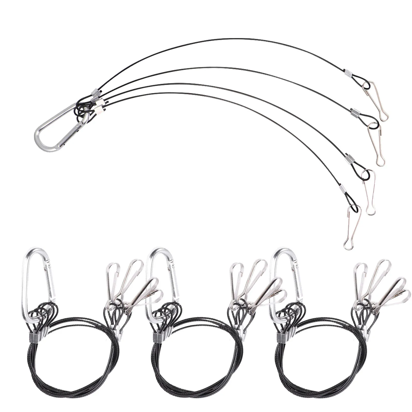 4Pcs Plant Grow Light Hanging Rope Steel Wire Wire Rope Hanger Hydroponics Hanging Kit LED Light Holder 1.5mm 400mm