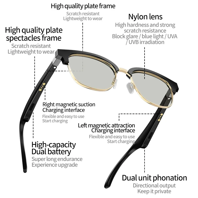 Smart Glasses Wireless Bluetooth 2025 Headphones Sport Bluetooth Earphones Outdoor Sunglasses Headset Hands-Free Call Hot Sale