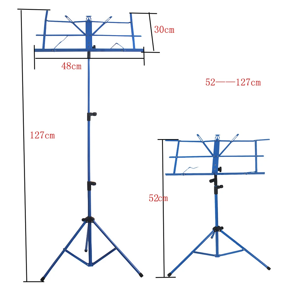 Trípode de hoja de música plegable, soporte de música de acero inoxidable, altura ajustable con bolsa, accesorios para instrumentos musicales