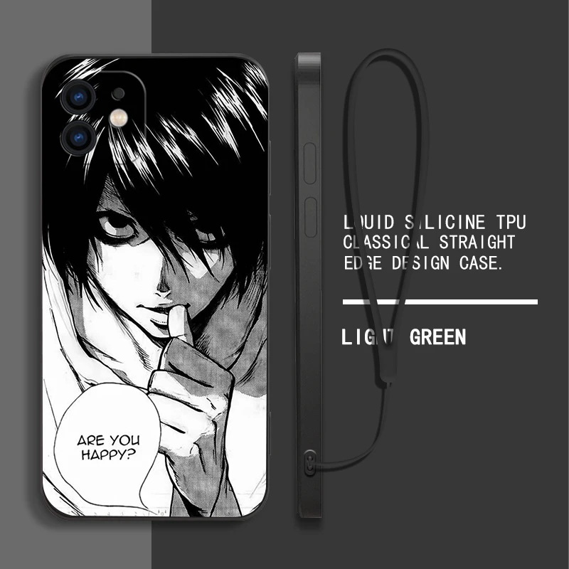 Anime Death Note Phone Case For Samsung Galaxy S23 S22 S21 S20 Ultra Plus FE S10 4G S9 S10E Note 20 10 9 Plus With Lanyard Cover