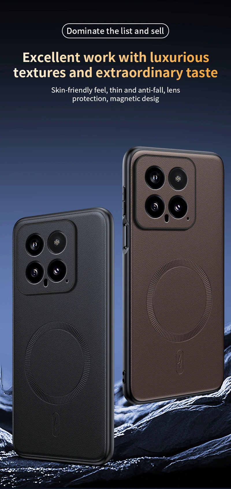 Für Xiaomi 14 Hülle Magnetische Leder-Schutzhülle Für Xiaomi 14 Hochwertige Anti-Fingerabdruck Rutschfeste PC+TPU – Detail 5