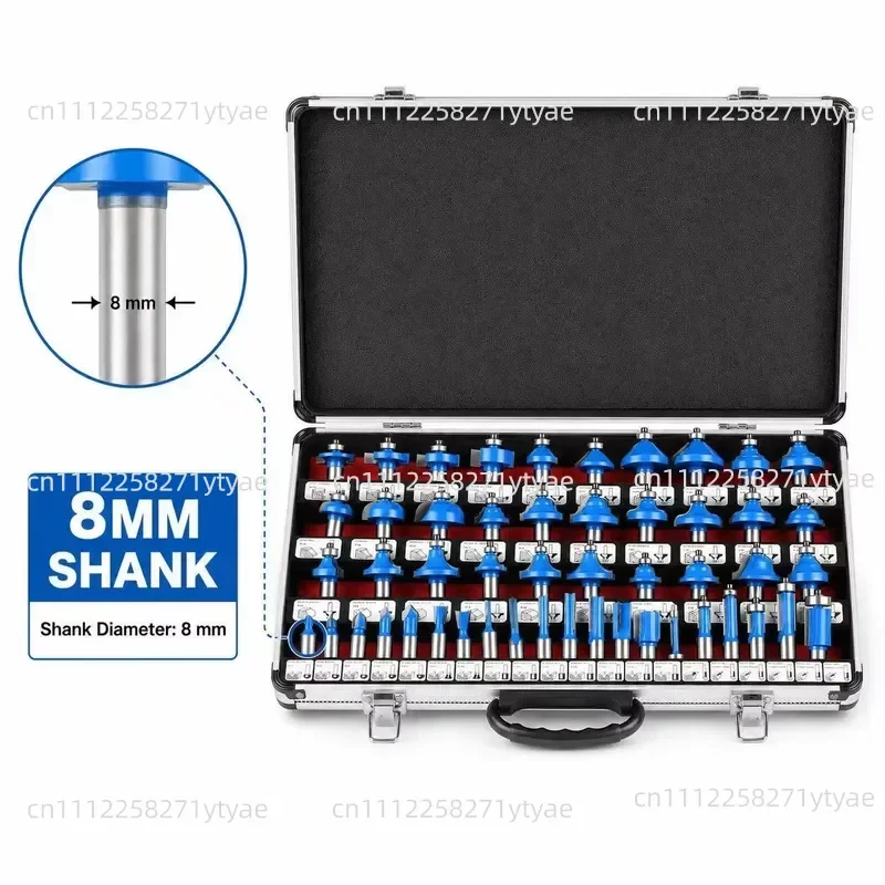 50-Piece Milling Cutter Set 8mm Shank Diameter Tungsten Carbide Cutter Head Woodworking Milling Cutter Set, Wood Milling