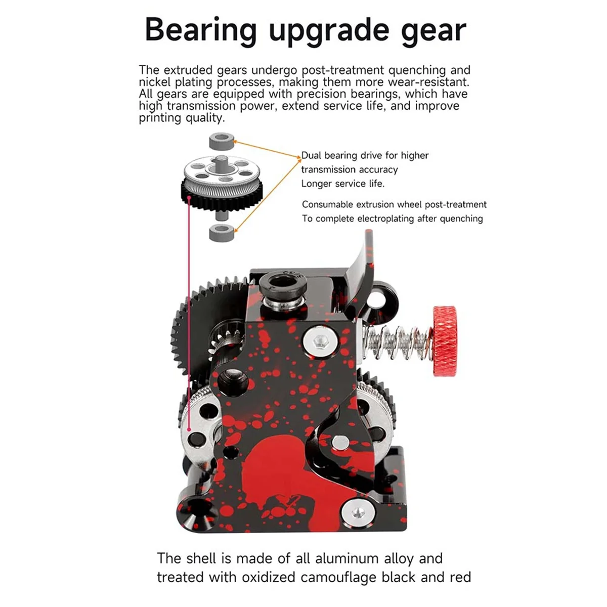 All Metal Extruder for HGX2.0 Oblique Tooth Extruder Reduction Twin Gear Extruder for CR10/CR10S/Ender3/V2