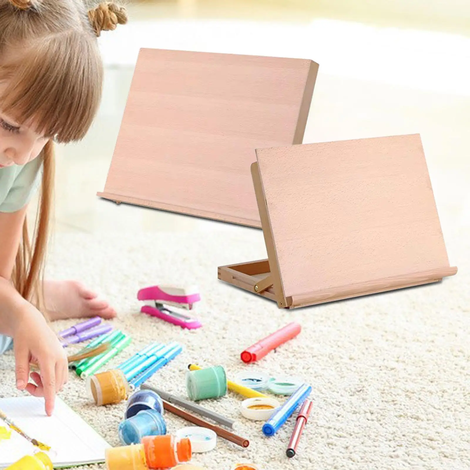 

Wood Drawing Board Bookshelf Tabletop Portable Sketch Pad Table Easel Drawing