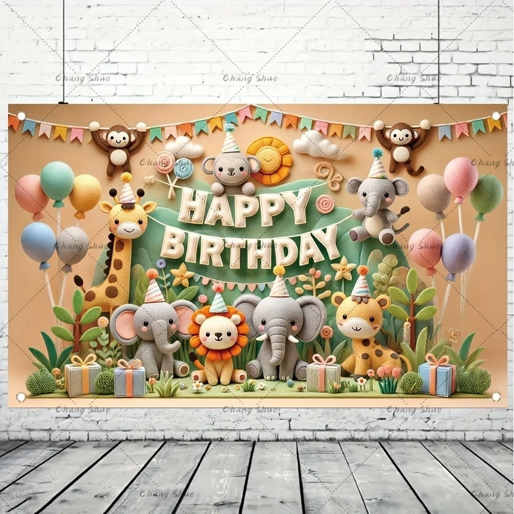 Jungle Animal Safari Party Background Backdrop Wild One 1st Happy Birthday Party Decoration Newborn Baby Shower Photo Background