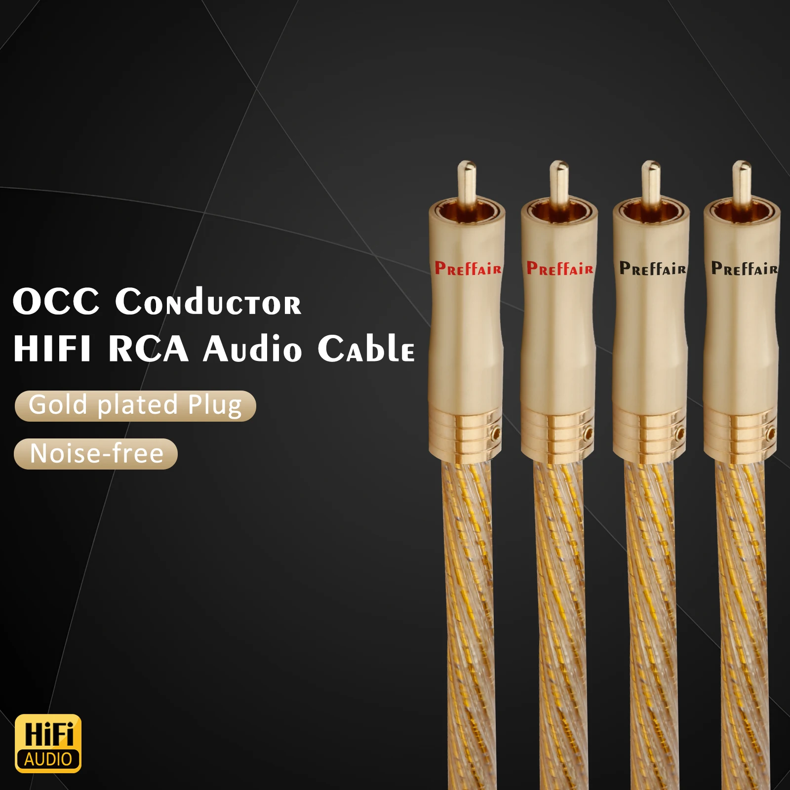 HIFI Odin RCA Cable 8N OCC Silver Plated RCA Cable with gold palted rca jack for Subwoofer Amplifier Self locked gold RCA Plug