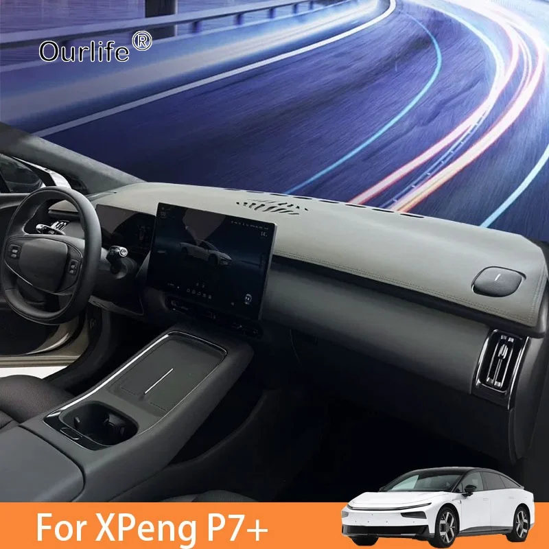 For XPeng P7+2026 Car Dashboard Cover Instrument Panel Mat Sun Shade Anti-slip Carpet Pad Decoration Accessories