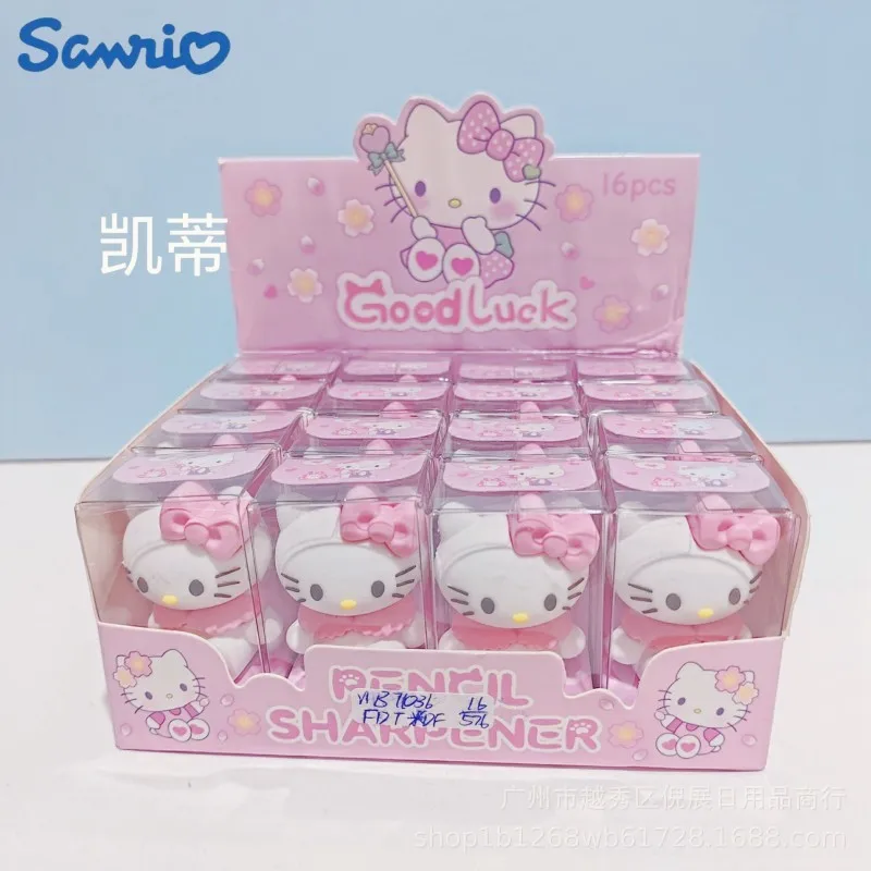 

Sanrio 16pcs Hello Kitty Kuromi Silicone Mini Manual Pencil Sharpener Cute Cartoon Single Hole Student School Supplie