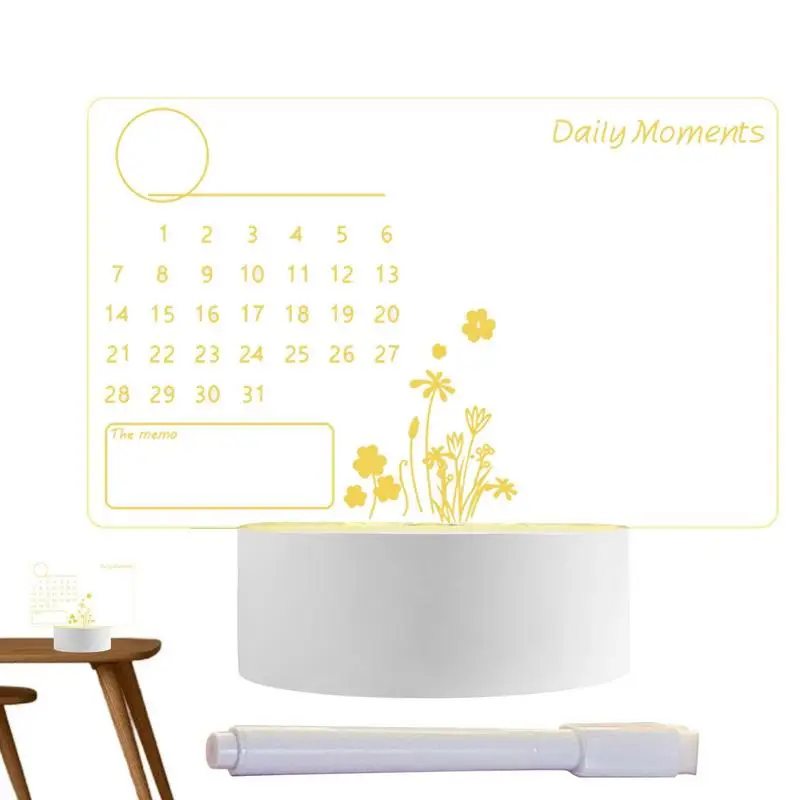 LED Note Board Luminous Calendar Message Boards For Desk Universal Erasable Transparent Writing Notepad With Pen For Personal