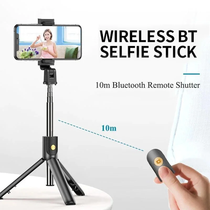 Portable Selfie Stick Tripod Mini Selfie Stick Bluetooth Remote Control Foldable Tripods For iPhone Xiaomi Huawei Shooting Live