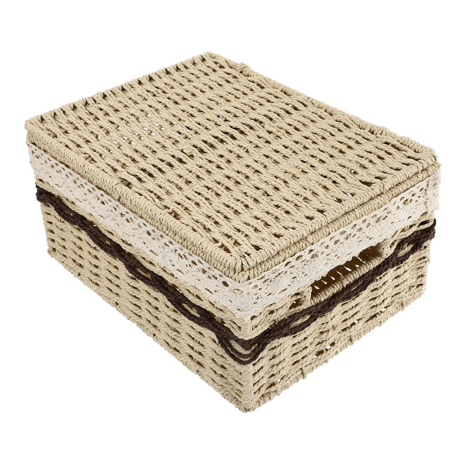 

Woven Storage Large Dustproof Basket Rattan Decorative Containers Sundry Bins Dustproof Fruit Snacks Storage Home