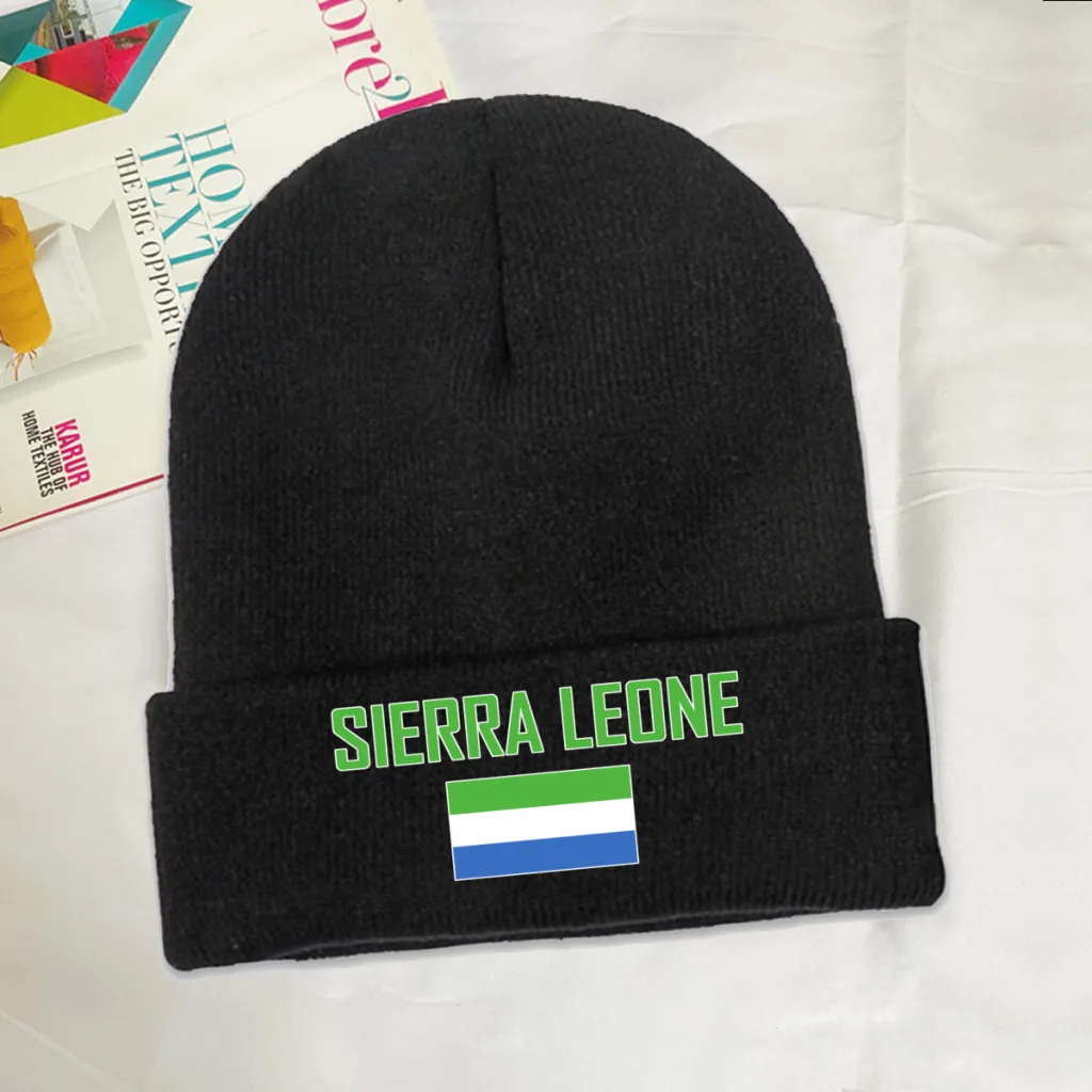 SIERRA LEONE Country Flag Top Print Men Women Unisex Knitted Hat Winter Autumn Beanie Cap Warm Bonnet