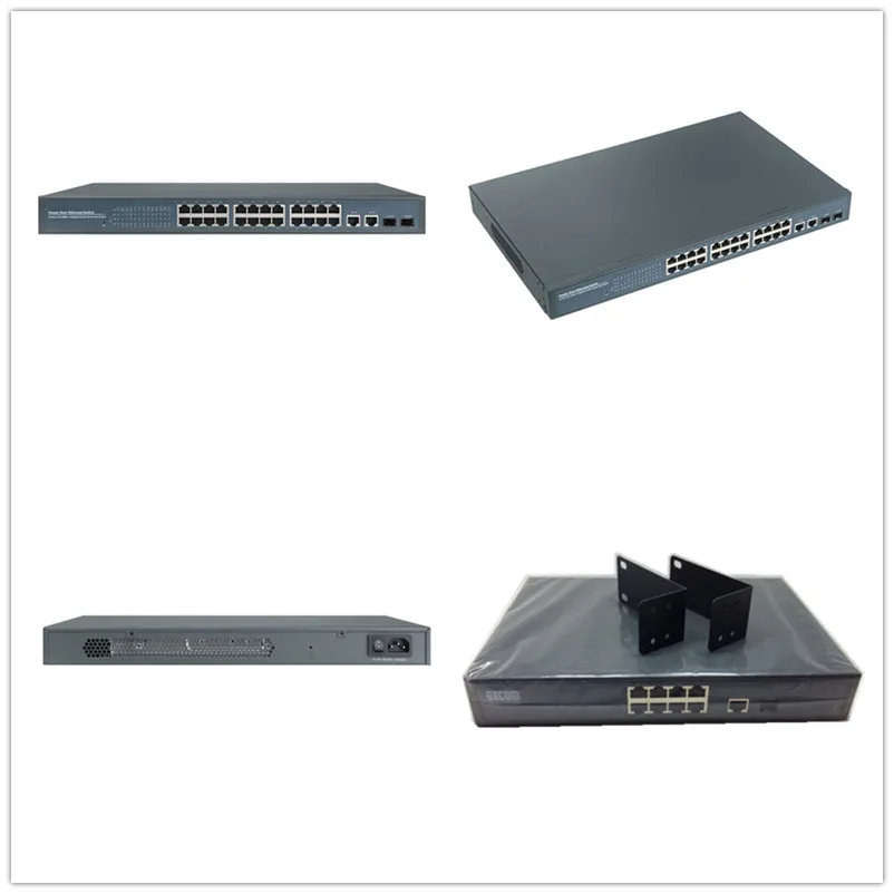 Realtek 1000Mbps Rede 24 Portas Poe Ethernet Switch Com 2 Gigabit Combo 48V Para Câmera IP