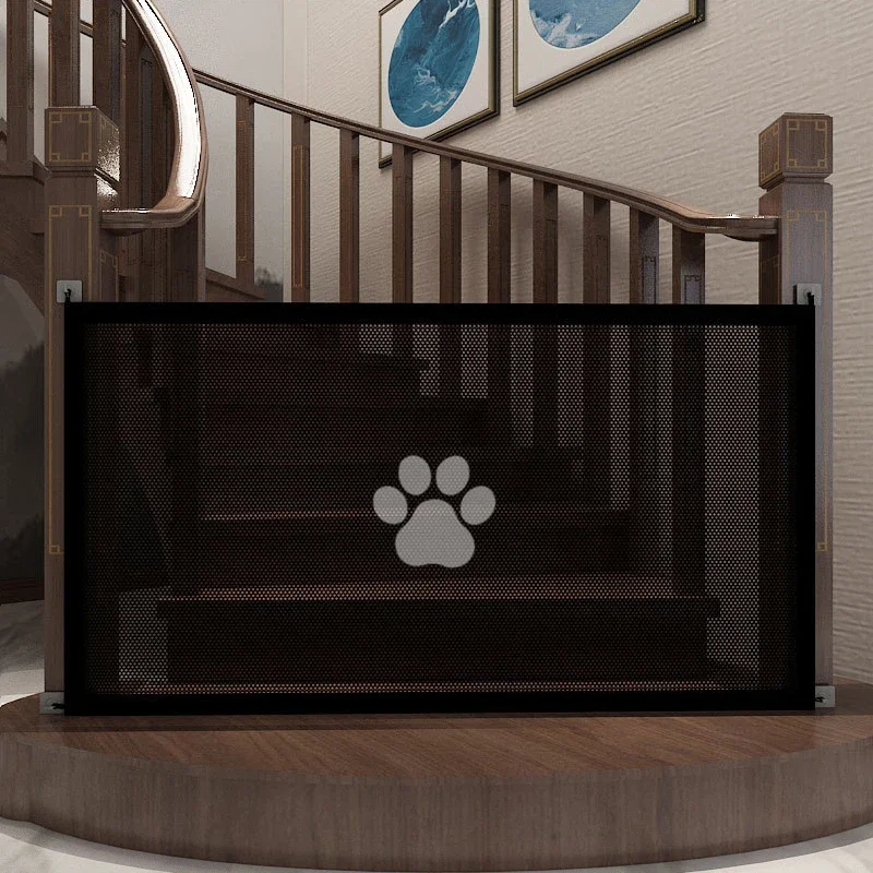 Pet Dog Barrier Fences With Pet Isolated Network Stairs Gate Folding Breathable Mesh Playpen For Dog Safety Fence Mesh Dog Fence