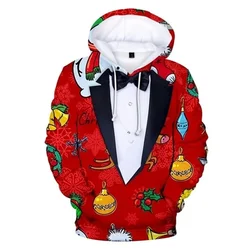 Mens Funny Santa Claus Hoodies 3d Printing Ugly Christmas Sweatshirt Long Sleeve Pullovers Hoodie For Men Holiday Casual Tops