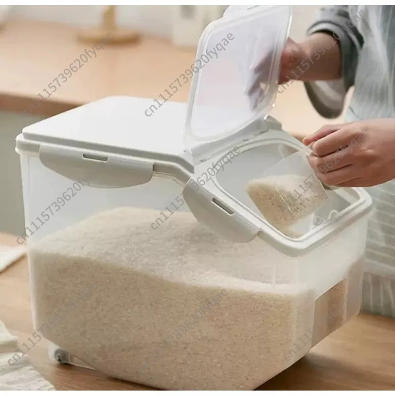 Sealed Plastic Rice Storage Bucket Moisture Insect Proof Flour Container Kitchen Household