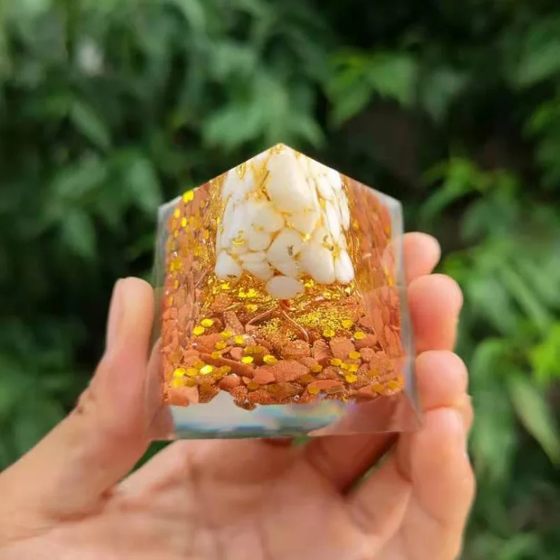 Ball Pyramid Crystal Gravel Epoxy Resin Home Desktop Handmade Ornament Lucky Feng Shui