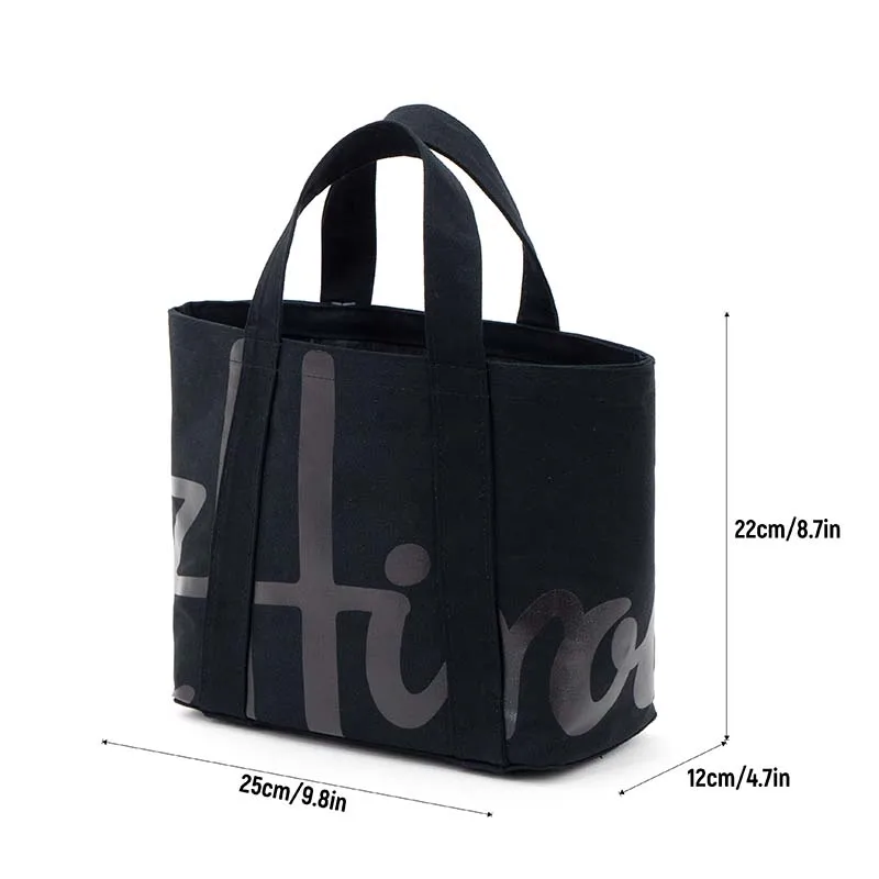 حقيبة يد نسائية عصرية جديدة بشعار قطني صغير قابلة لإعادة الاستخدام حقيبة تسوق بقالة متينة صغيرة من القماش للسيدات والفتيات