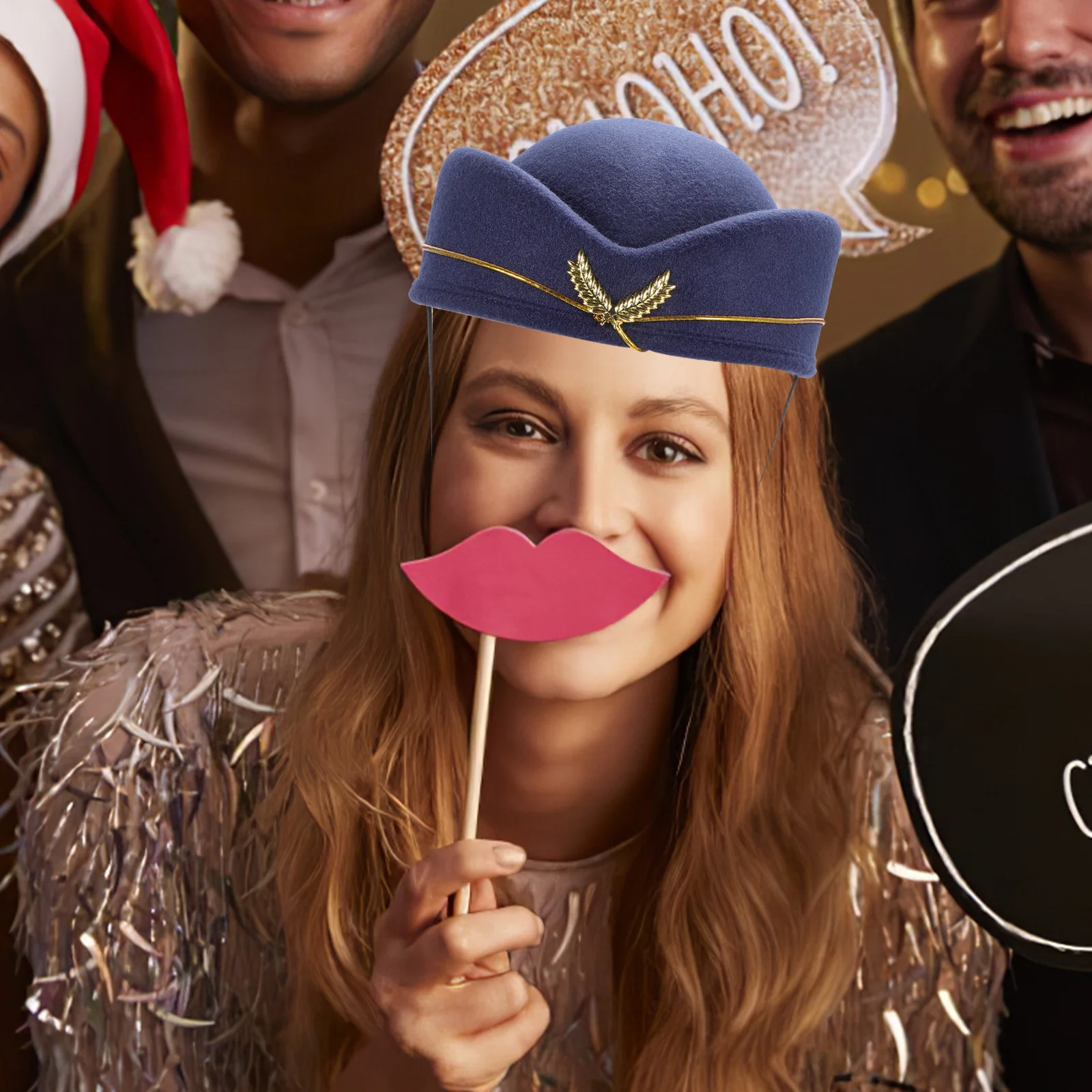 Airline Stewardess Hat Woolen Beret Style For Halloween Cosplay Party Performance Uniform Costume Decor Attendant