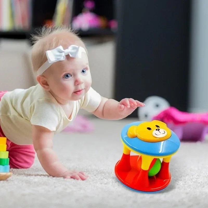 Mainan lonceng bayi untuk anak-anak, bola hewan berkepala ganda, kerincingan seluler mengembangkan kecerdasan