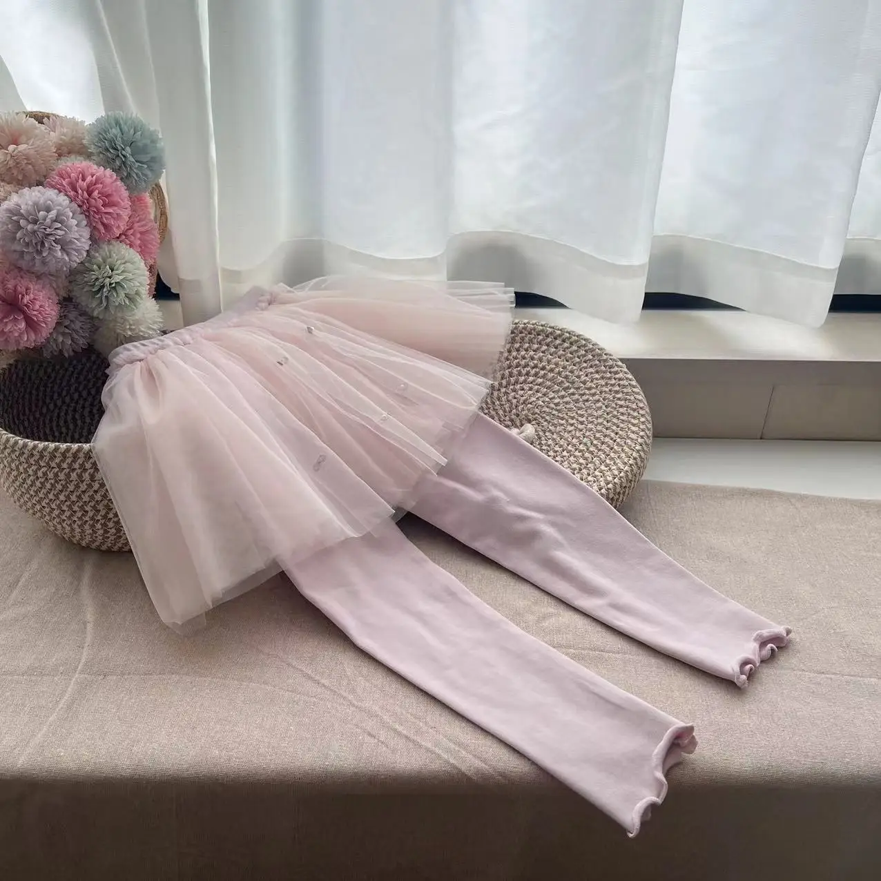 

Модное марлевое платье принцессы для девочек, два искусственных леггинсов, детские брюки-кюлоты 90-140 см, весенние и осенние штаны для девочек