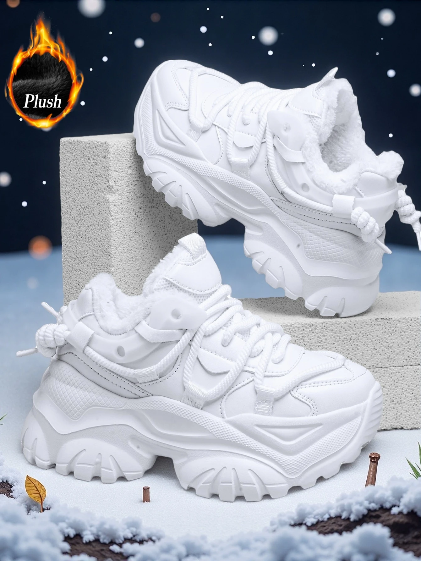 Damen Y2K Sweet-Cool Style Vulkanisierte Schuhe, Leichte Eva-Sneaker mit Dicker Sohle und 7cm Absatzverhöhung, Weiße Freizeitschuhe, Outdoor Ganzjahres Warme Baumwollschuhe – Detail 8
