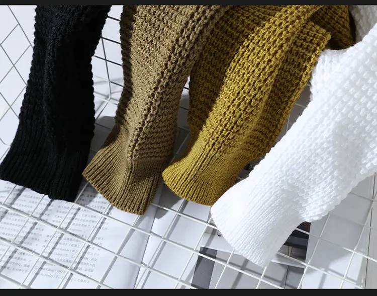 2026 Autumn Winter Men Pullovers Sweaters Knitted Top Round Neck Coarse Needle Full Sleeve Sweaters Solid Casual Loose Pullovers