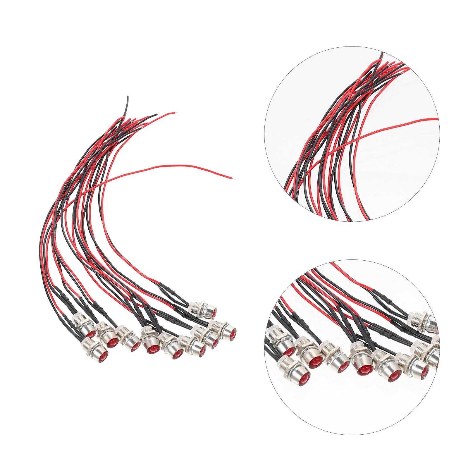 

10 Pcs The Wire Power Signal Light Car Warning Vehicle Lamp Metal LED Indicator Lamps Lights with Dash