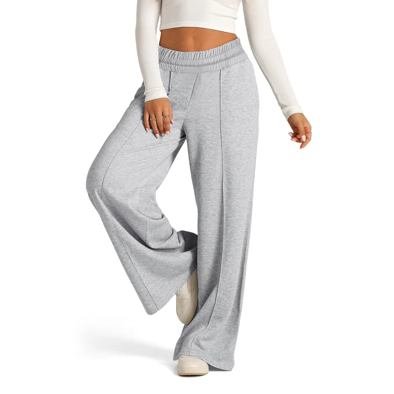 

Womens High Waisted Casual Jogger Sweatpants Sports Trousers Wide Leg Fleece Lined Sweatpants Casual Yoga Jogger Daily Pants