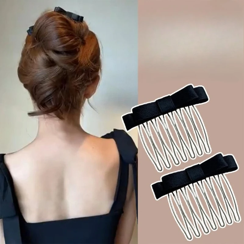 Sweet Princess Head Bow Bangs Comb Hair Side Clip Women Girls Broken Hair Organizing Artifact Korean Non-slip Hair Comb Clip New