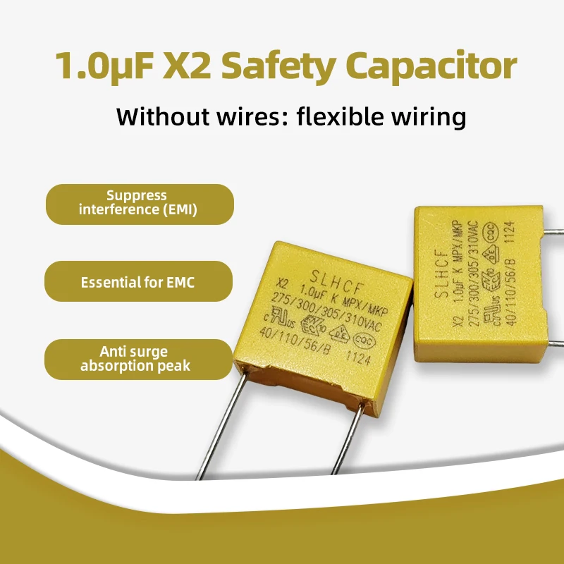 1uF PBT Shell Safety Film Capacitor Without Wire RoHS UL94‑V0 for Power Adapter LED Driver Household Circuit Board Lights