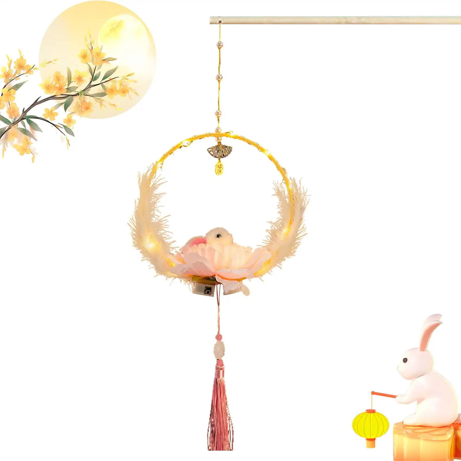 

Mid Autumn Lanterns for Kids Holiday Lantern Craft Kits Cute Portable Handheld Rabbit Ornament Mooncake Festival Theme for Kids