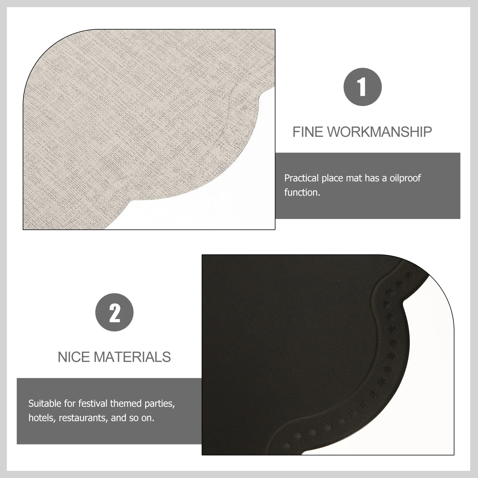 

4Pcs PU Non-Slip Heat Resistant Table Mats Simple Style Reusable Dining Table Placemats for Home Party