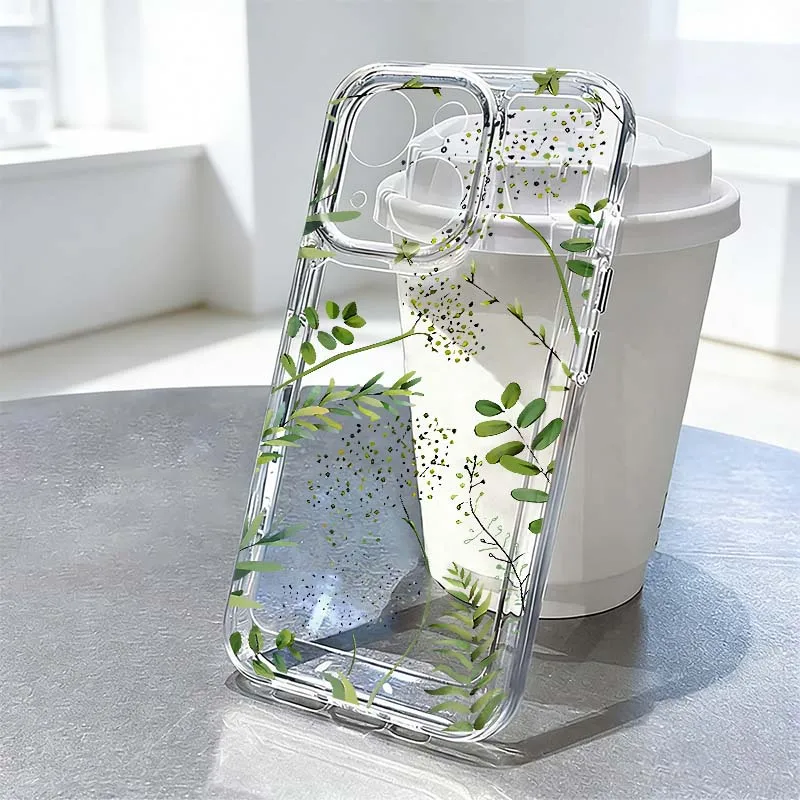 

Beautiful Flower Grass Phone Case For Apple iPhone 17 16e 16 15 14 13 12 11 Pro Max Plus Mini Soft Transparent