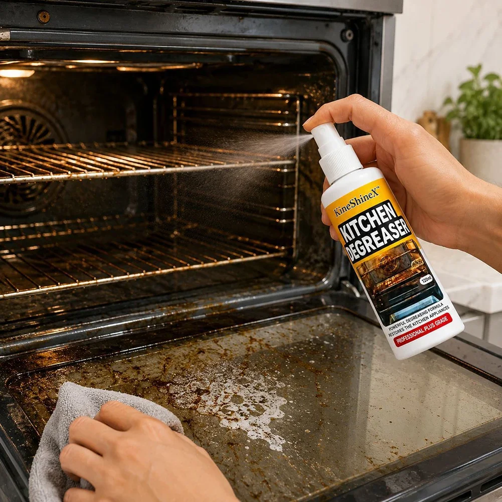 Kitchen Grease Cleaner Spray Oven Grill Degreaser Stove Range Hood Pot Rack Heavy Duty Deodorizing Cleaning Solution